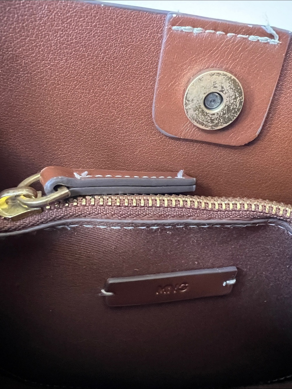 Mango Padlock Detail Mini Shopper Bag cognac Brown vegan shoulder strap - FLAWED - Picture 8 of 16